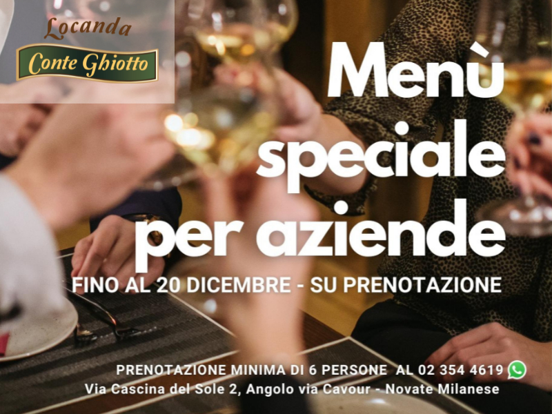 Fino al 20 Dicembre – Menù speciale per aziende